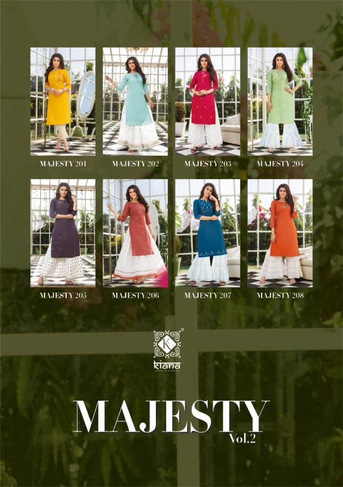Kiana Majesty Viscose Latesty fancy Designer Ethnic Wear Viscose Kurti With Bottom Collection
